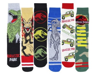Hyp Jurassic Park Erwachsene Freizeit Rundsocken 6er-Pack, 10-13