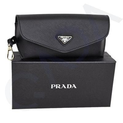 #ad Prada Saffiano Semi hard Leather Case for Eyeglasses Sunglasses w Cloth amp; Box $19.99