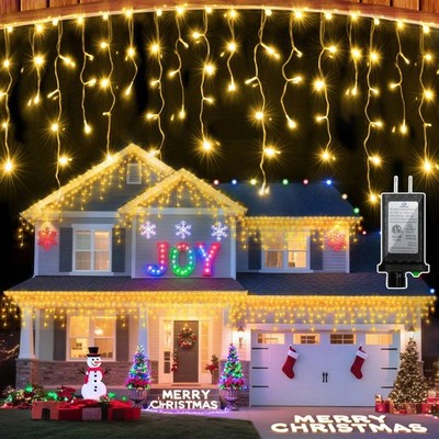 670 LED 66ft Christmas Icicle Lights, 148 Drops, 12 Modes, Outdoor/Indoor