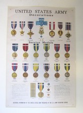 Original WW2 WWII Poster United States Army Decorations/Medals 17.75" x 25.75"