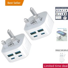 USB C Charger Plug,2Pack 40W USBC Fast Charge Plugs 4-Port Multi USB Plug UK ...