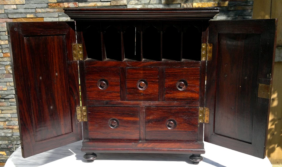 Старинный викторианский палисандровый шкаф для специй 19 века высотой 48 см/19 дюймов - Изображение 3 из 4