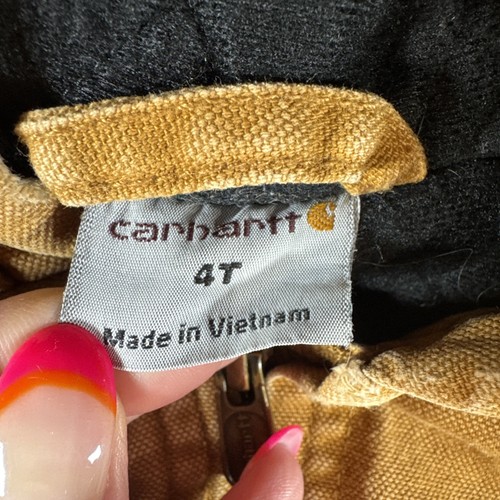 Carhartt Jacket Kids Size 4T Brown Canvas Quilt Lined Full Zip Hooded Distressed - Picture 4 of 24