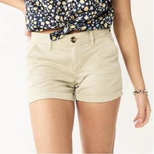 Juniors' SO Cuffed Chino Shorts Low Rise Yellow Sz 9