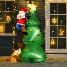 6ft Aufblasbarer Weihnachtsbaum, LED beleuchtet mit Weihnachtsmann Hund Dekoration