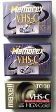 Lot of 3 Memorex Maxell VHS-C Extra High Grade TC-30 Compact Video Cassette New