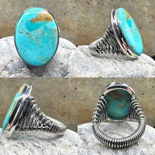 Mohave Turquoise Western Ring 925 Sterling Silver Size 8