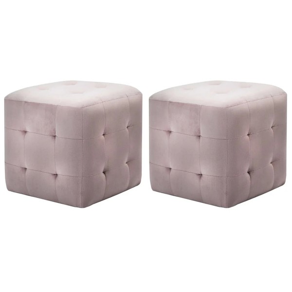 Vidaxl Pouf 2 Stk. Rosa 30X30X30 Cm Samtstoff Neu-image