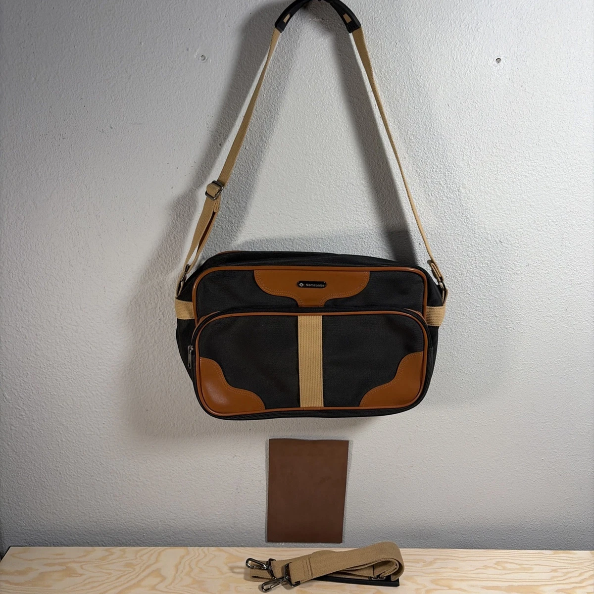 Vintage Samsonite Black Canvas and Leather Large Travel Bag Vintage Samsonite Black In Travel Luggage for sale | eBay main image 2
