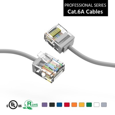 5 Pack of 6Ft CAT6A UTP Super-Slim Ethernet Network Cable 32AWG Gray