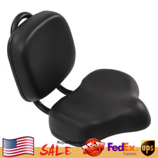 Bike Saddle Seat w/ Backrest Bicycle Extra Wide Comfort Leather Cushion Soft Pad