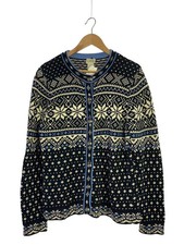 L.L.Bean Birdseye Knit Sweater Thick , Large, Cotton, Green, All-Over Print