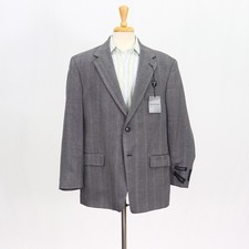 Evan Picone 46R Gray Sport Coat Blazer Jacket Stripe 2-Button Polyester