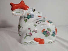 Porcelain Candy Jar Deer/Buck. Beautiful Hand Painted Floral Design. 🌺 RARE