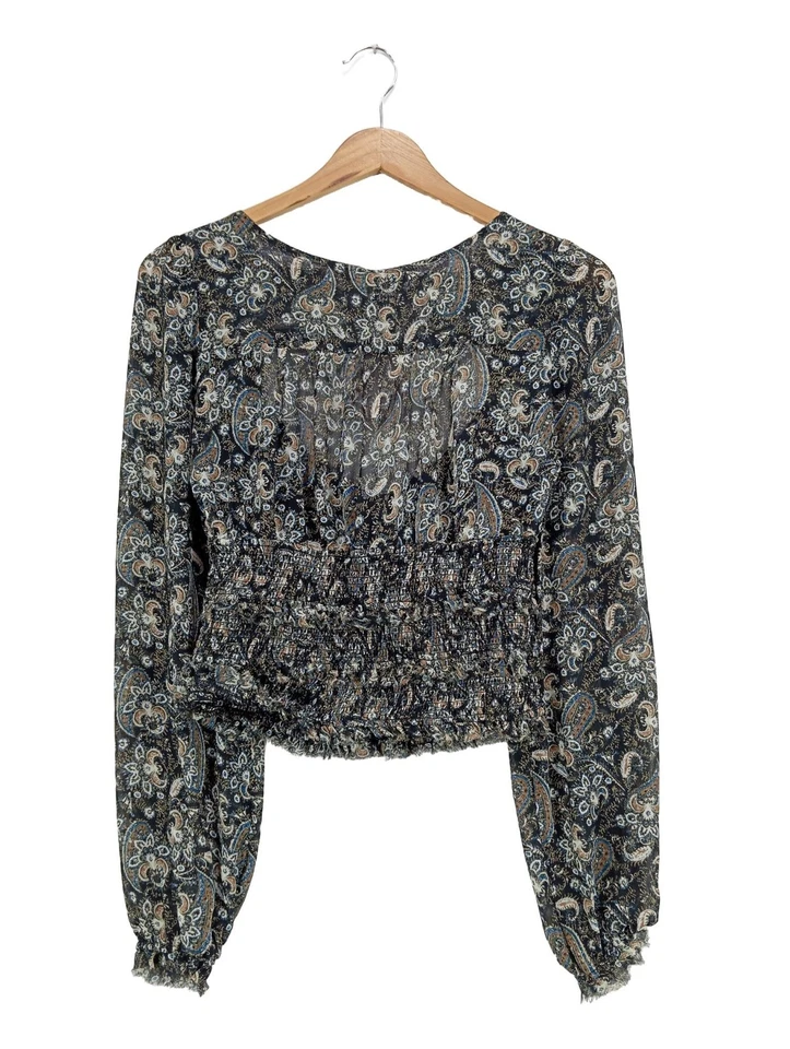 FREE PEOPLE Blouse à manches longues Dames Blouse T EU 34 noir style décontracté - Photo 2/4