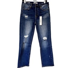 VIGOSS Frankie Slim Straight Distressed Dark Wash Jean USA Made 29 Stretch NWT
