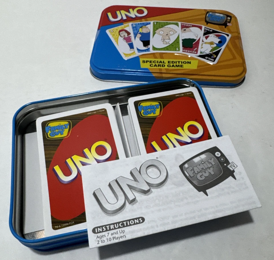 Family Guy UNO Special Edition Metal Tin Game Complete Excellent - Image 3 of 4