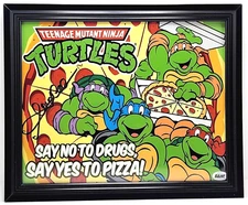 Framed Autographed Art Print Townsend Coleman Voice of Michelangelo and Tick-FM1