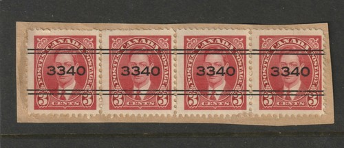 CANADA 3-233 PRECANCEL Kingston Type 2 strip of four on piece #3340 - Picture 2 of 2