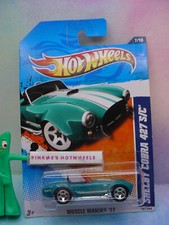 rare 2011 Hot Wheels SHELBY CORBA 427 S/C #107?teal; pink tint; 5sp?MUSCLE MANIA