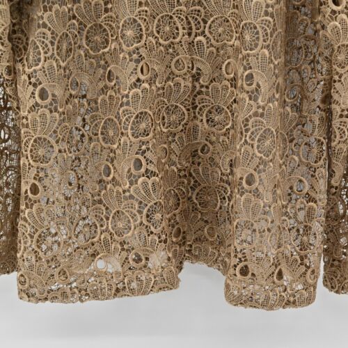 CHICHOS Crochet Jacket Womens Size 3 / XL Tan Lace Floral Blazer Dainty Feminine - Picture 3 of 14