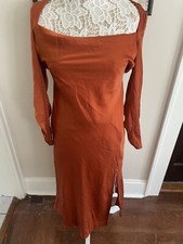 Astr The Label Elegant Rust Open Back Midi Party/Bridesmaid Dress Sz M