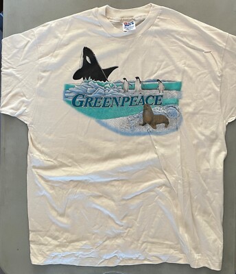 Greenpeace Antarctica World Park XXL T-shirt Penguin Seal Blue Whale Environment