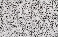 Set Of 4 Same Plastic Printed Placemats, 11"x17", BLACK & WHITE DOGS FACES, HL