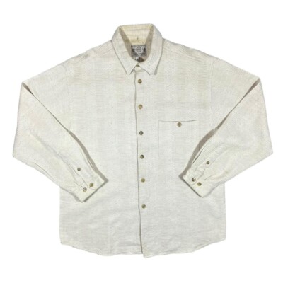 Vintage TOM TAILOR ''Basic Clothes'' creme gemustertes Langarm Flanellhemd XL