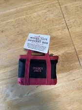 Trader Joes Black Micro Tote With Grocery Bag 2 In 1 Mini Ltd Edition BLK & RED
