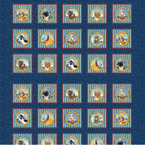 Studio E Salty Dogs 4710P-77 Dog Blocks Blue Cotton Fabric By Yard - 第 1/1 張圖片