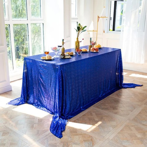 Christmas Decor Sequined Tablecloth Solid Color Home Birthday Party Table Cover - Picture 23 of 29