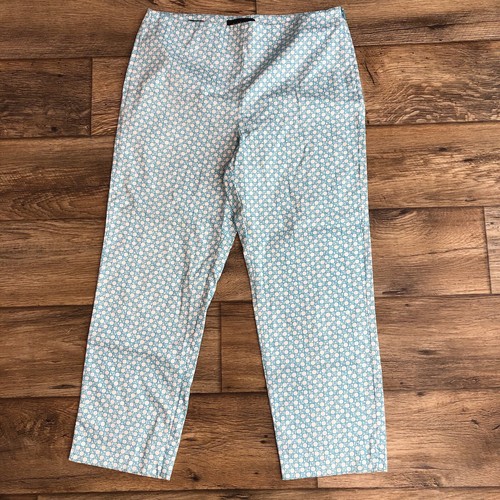 Talbots Women Crop Pants 10 Women’s Heritage Blue Green White Stretch Cotton