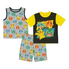POKEMON PIKACHU SQUIRTLE 3-Piece Pajamas Sleepwear Set NWT Boys 6, 8 or 10 38