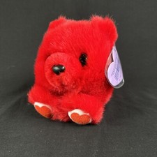 Vintage 1994 Puffkins Red Bear Bean Bag Plush 4" Tall with Tag Stuffed Animal