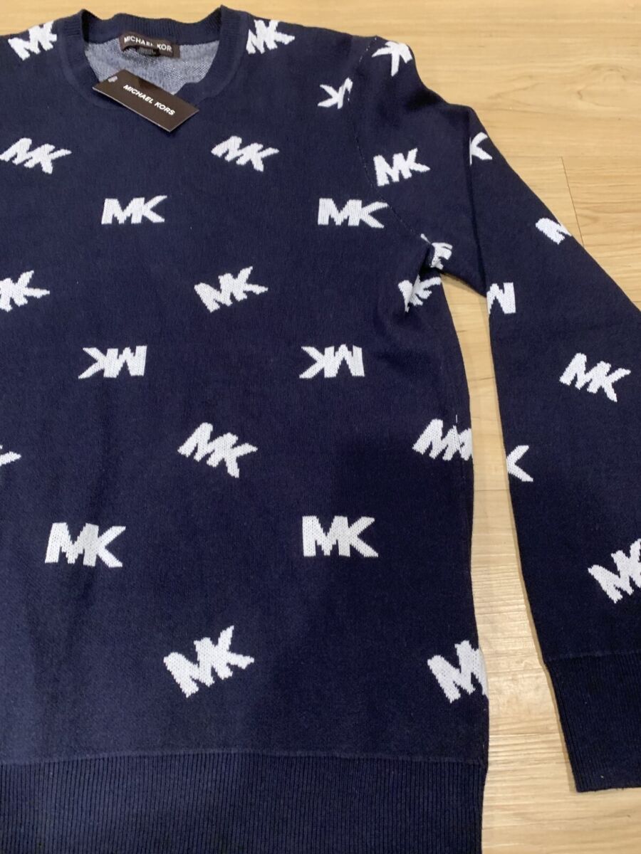 Michael Kors Men's All Over Print MK Logo Pullover Crewneck Michael Kors Men's All Over Print MK Logo Pullover Crewneck