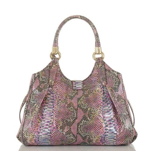 Genuine Brahmin Elisa Berry Opal Seville Snake Textured Hobo Bag - RARE! - Picture 3 of 11