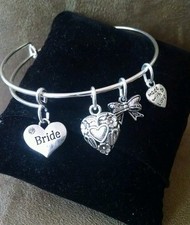 Expandable Bangle Charm Bracelet BRIDE Wedding Bridal Party