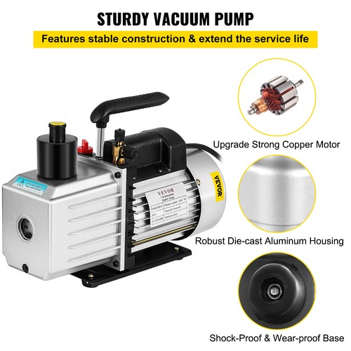 VEVOR Pompa per Vuoto 226,53 L/min Pompa a Vuoto per Aria Condizionata a 2 Stadi - Imagen 3 de 12