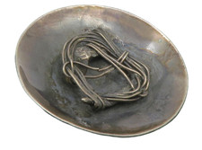 925 Sterling Silver Vintage Modernist Oxidized Wire Detail Belt Buckle TR1857