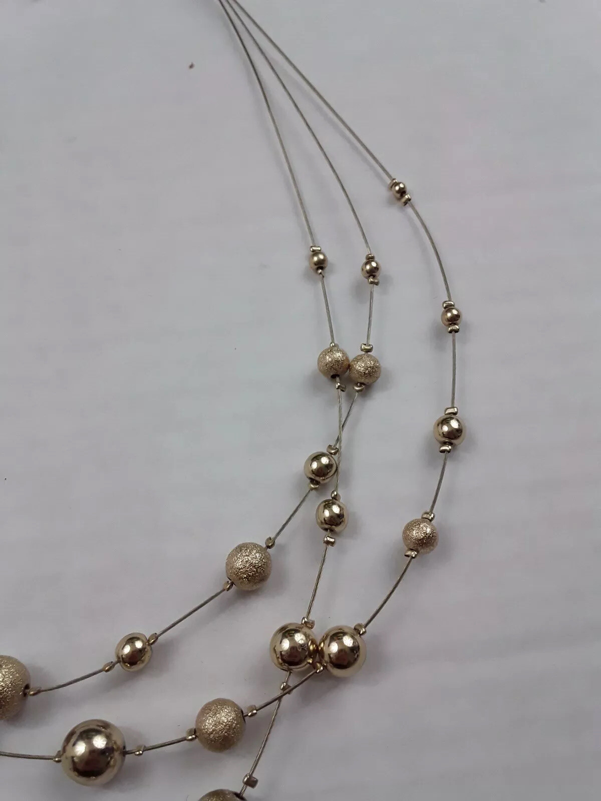 Dressbarn Necklace Set Earrings Gold Plated 3 Strands Adjustable for