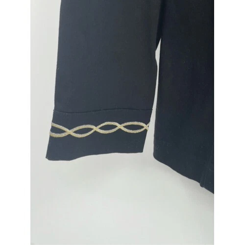 Quacker Factory Jacket Blazer Women Small Black Gold Embroidered Gems Zip Up - Image 4 of 4