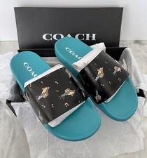 NIB Women's Coach Udele Sport Slide Shoes Black Blue
