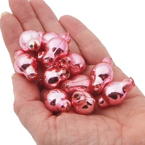 Lot (12) Czech pink oval blown mercury glass Christmas garland beads 30mm - 第 1/2 張圖片