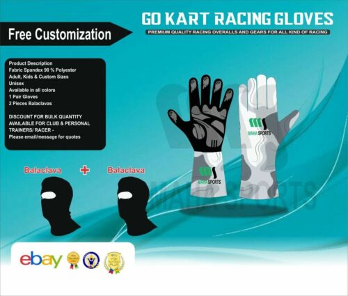 Go Kart Racing Gloves Karting Gloves Motorsport Racing Gloves with Free Personal - Photo 1/2