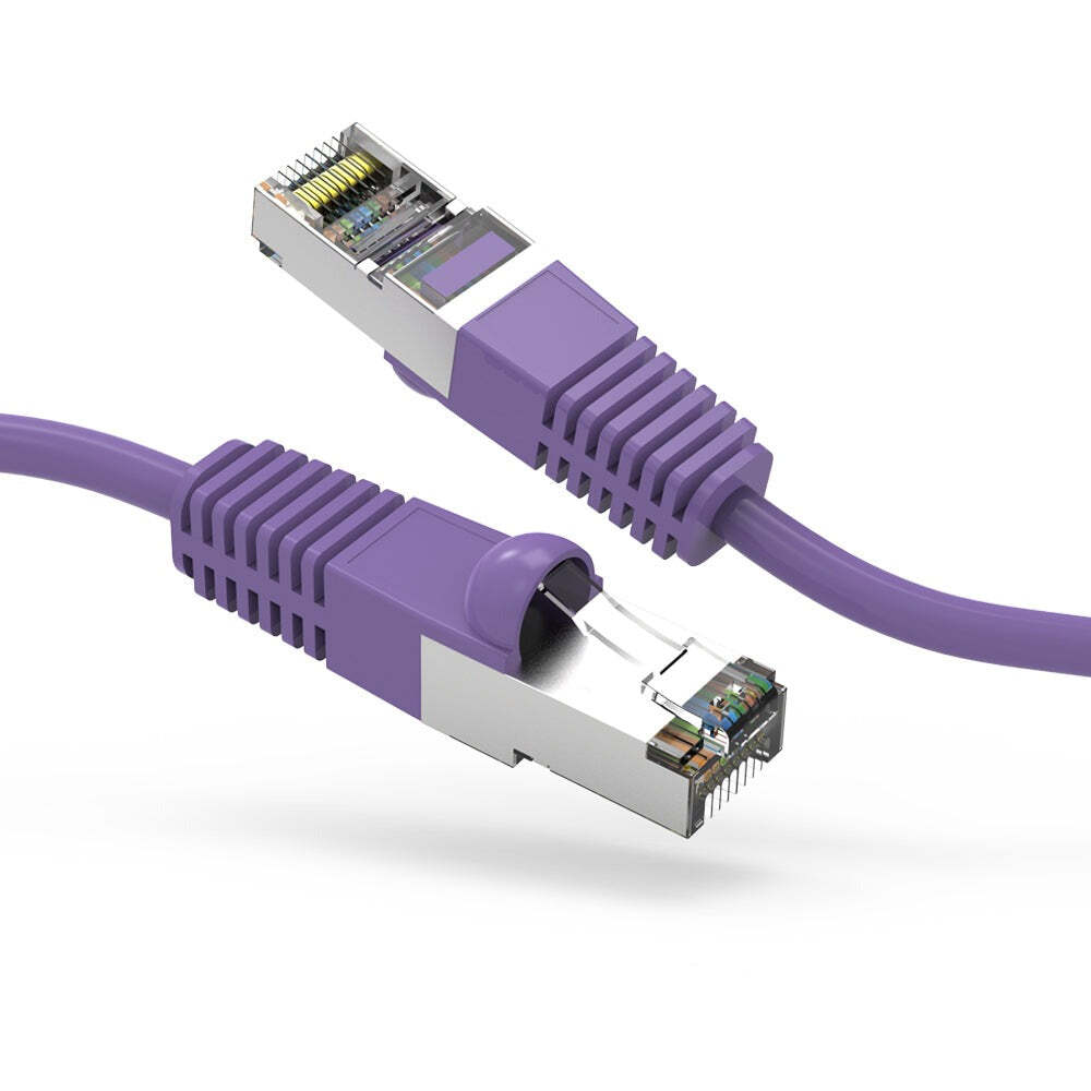 25Ft Purple CAT6 SSTP Shielded Ethernet Cable with Booted Ends