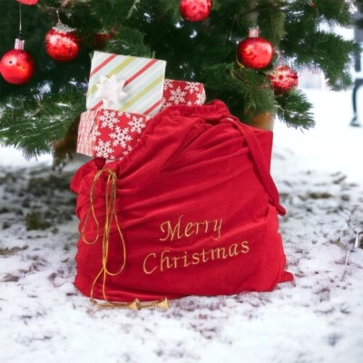Jumbo Bag Christmas Santa Claus Velvet Gift Sack Party Gift Bag Red Santa Bag