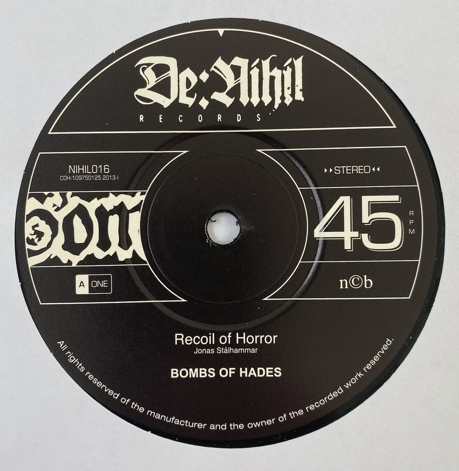 BOMBS OF HADES - RECOIL IN HORROR 7” SWEDISH DEATH METAL AUTOPSY ATARAXY DISMA - Image 3 of 4