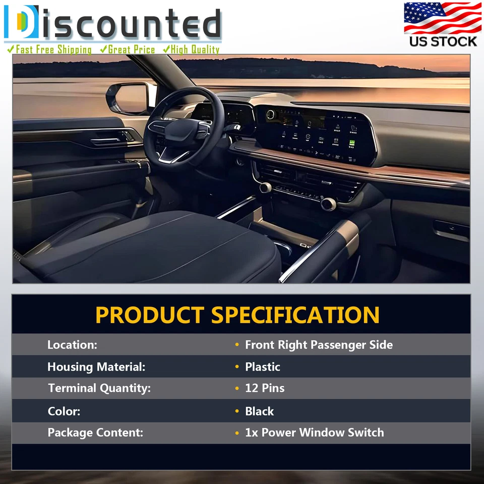 For 2002 Cadillac Escalade (EXT) 6.0L V8 Passenger Side Window Door Lock Switch Foto 3 de 4