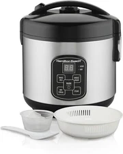Hamilton Beach Rice Cooker & Food Steamer, 8 Cups Cooked (4 Uncooked)